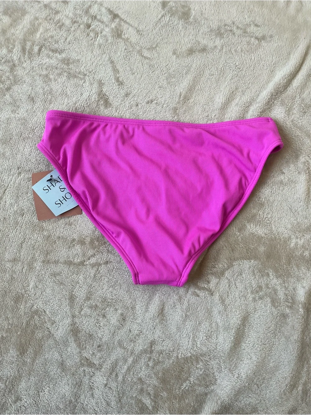 Shade & Shore Women’s Fuchsia Low Rise Ribbed Bikini Bottoms Small Medium NWT